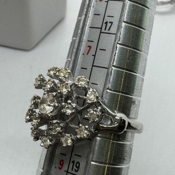 Lot of‎ 3 Silver Tone Rings sizes 8 9 10 Blue Band Crystals Wide - Picture 7 of 9